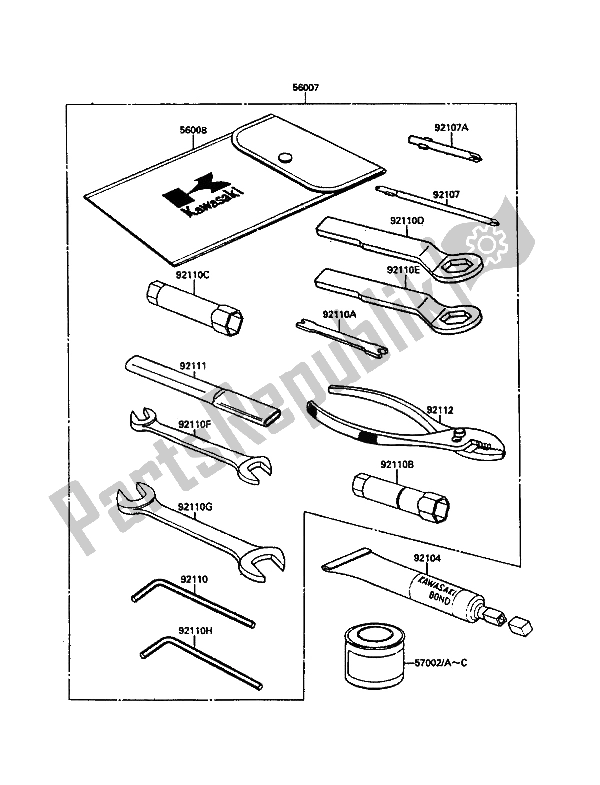 All parts for the Owners Tools of the Kawasaki KLR 500 1989