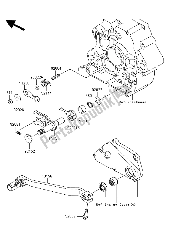 Tutte le parti per il Meccanismo Di Cambio Marcia del Kawasaki KLX 250 2013