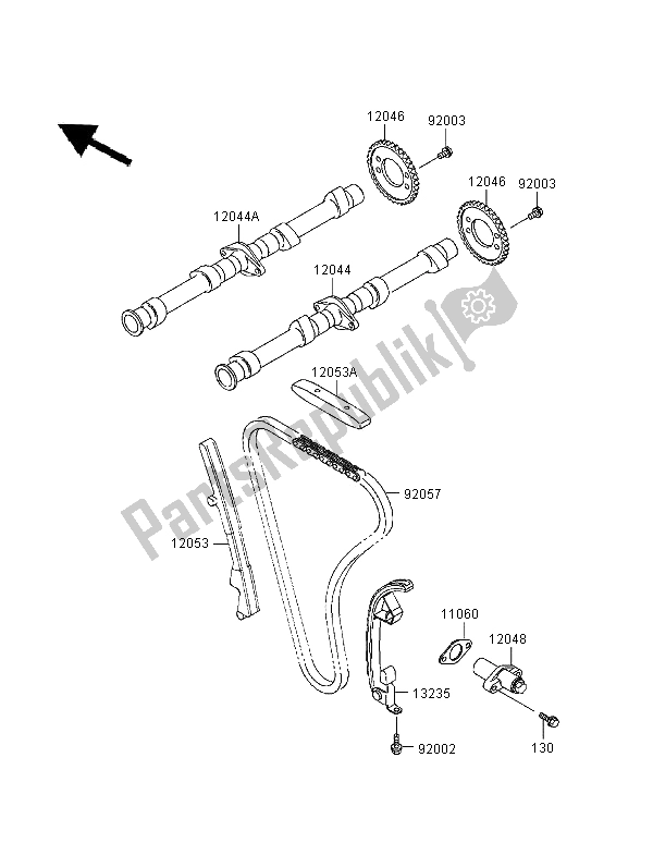 Alle onderdelen voor de Nokkenas En Spanner van de Kawasaki Zephyr 1100 1995