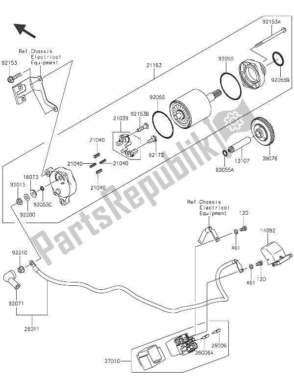 Alle onderdelen voor de Startmotor van de Kawasaki Ninja H2R 1000 2016