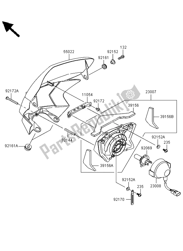 All parts for the Headlight (jkalx450aaa013365 ) of the Kawasaki KLX 450R 2010