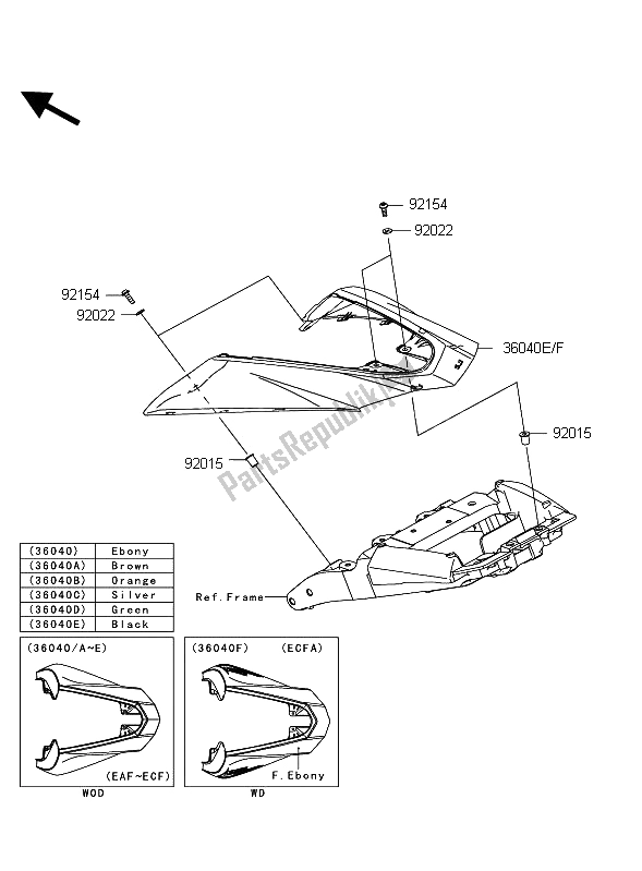 All parts for the Side Covers of the Kawasaki Z 1000 ABS 2012