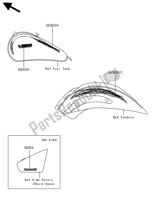 All parts for the Decals of the Kawasaki VN 900 Custom 2012