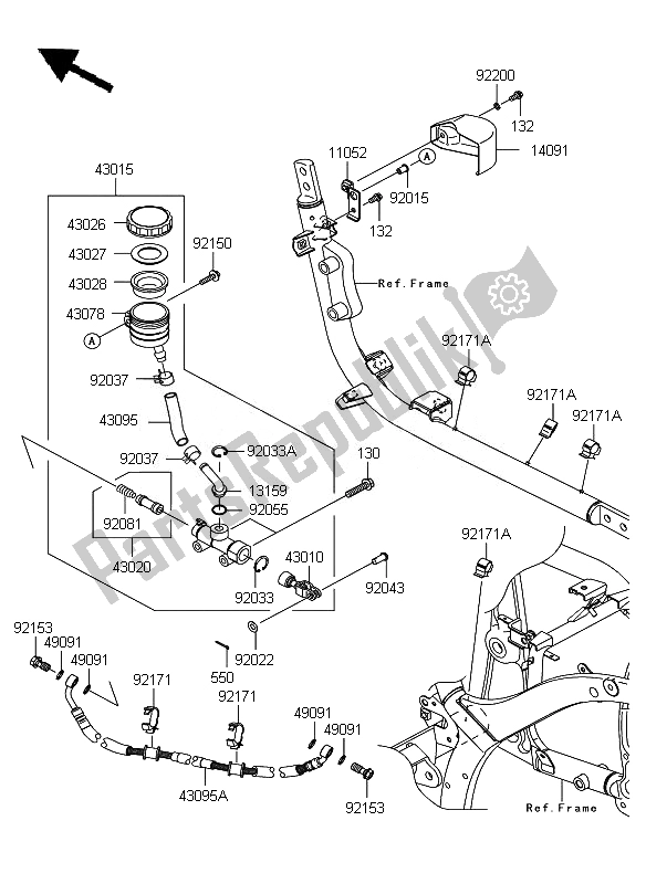 Toutes les pièces pour le Maître-cylindre Arrière du Kawasaki VN 900 Custom 2007