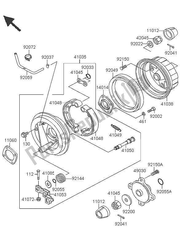 All parts for the Rear Hub of the Kawasaki KLF 300 4X4 2005