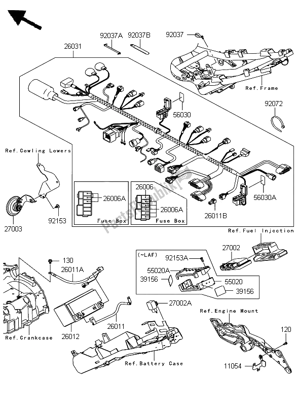 Toutes les pièces pour le Châssis équipement électrique du Kawasaki Z 750 2008