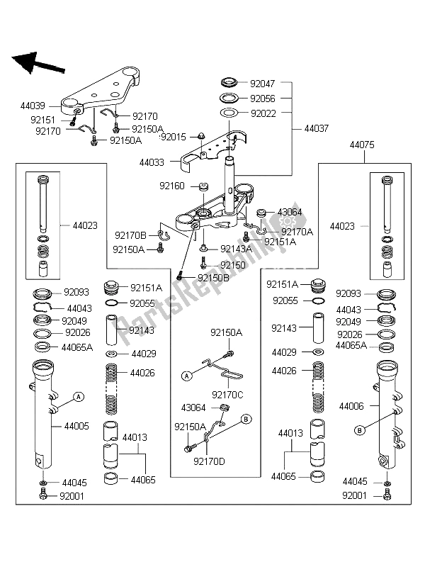 Todas las partes para Tenedor Frontal de Kawasaki Eliminator 125 2003