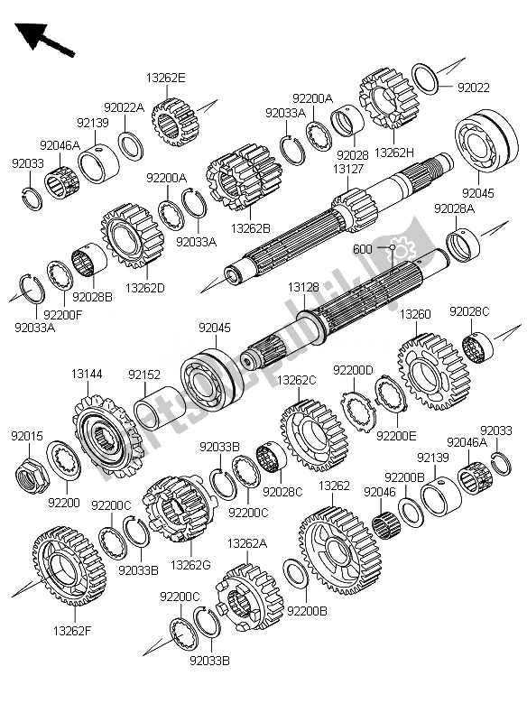 All parts for the Transmission of the Kawasaki Z 1000 2007