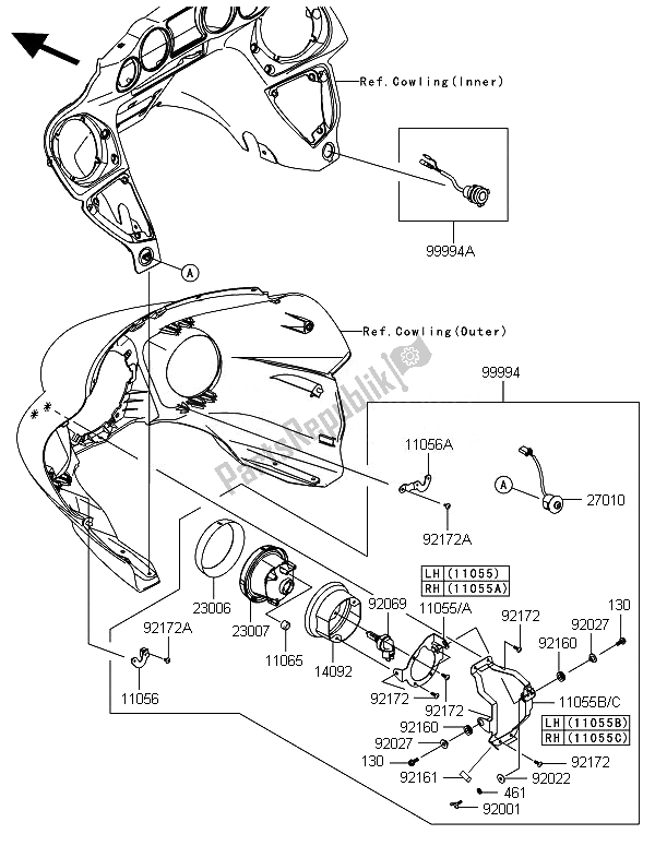 All parts for the Accessory (aux Driving Light) of the Kawasaki VN 1700 Voyager Custom ABS 2014