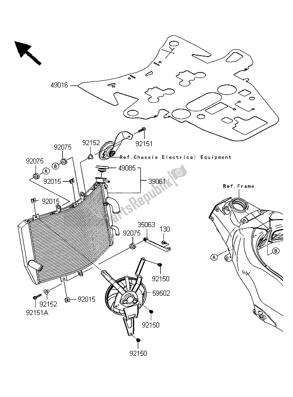 Todas as partes de Radiador do Kawasaki Ninja ZX 10R 1000 2007