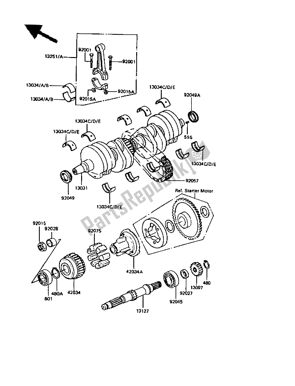 Toutes les pièces pour le Vilebrequin du Kawasaki GPZ 550 1987