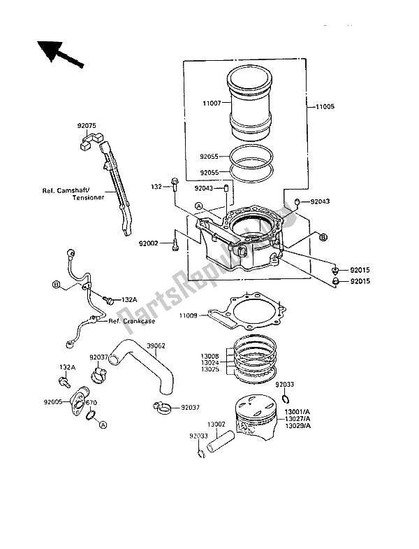 Toutes les pièces pour le Cylindre Et Piston (s) du Kawasaki KLR 500 1988