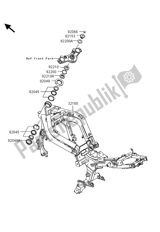 Alle onderdelen voor de Kader van de Kawasaki ER 6N ABS 650 2013