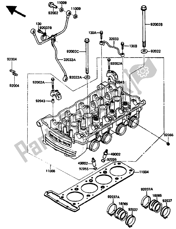 Tutte le parti per il Testata (zx750ge006884) del Kawasaki GPZ 750R 1985