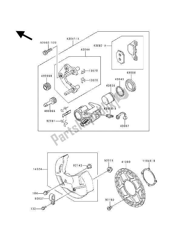 Tutte le parti per il Pinza Anteriore del Kawasaki KDX 125 1990