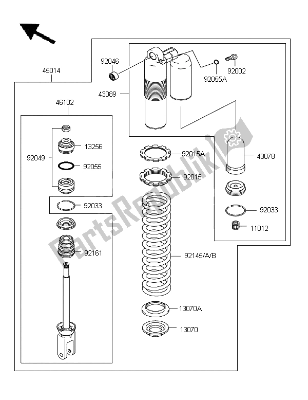 All parts for the Shock Absorber of the Kawasaki KX 125 2006