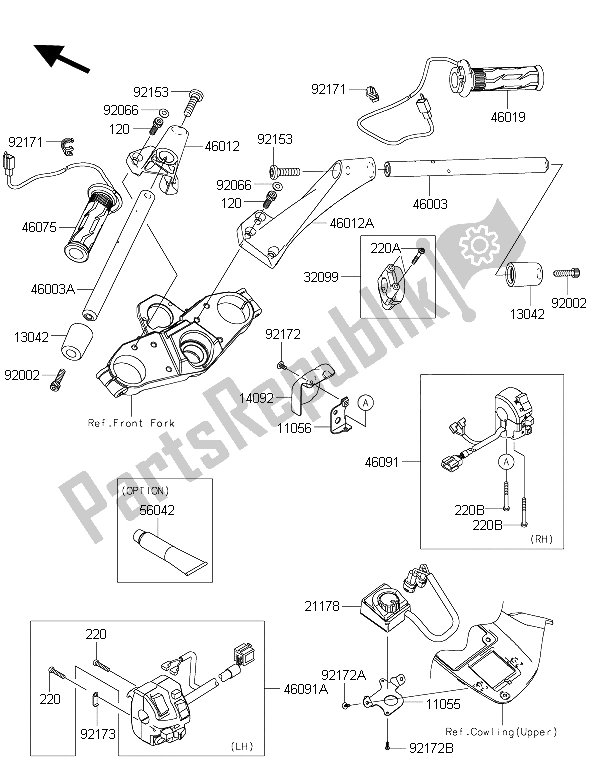 All parts for the Handlebar of the Kawasaki 1400 GTR ABS 2016