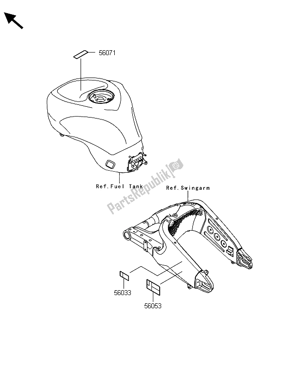 All parts for the Labels of the Kawasaki Ninja ZX 6R 600 2013