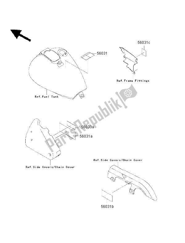 All parts for the Labels of the Kawasaki EN 500 2002