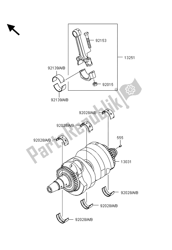 All parts for the Crankshaft of the Kawasaki ER 6F ABS 650 2013