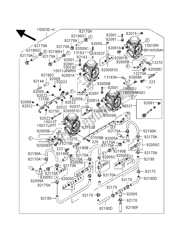 All parts for the Carburetor of the Kawasaki ZZ R 1100 1998