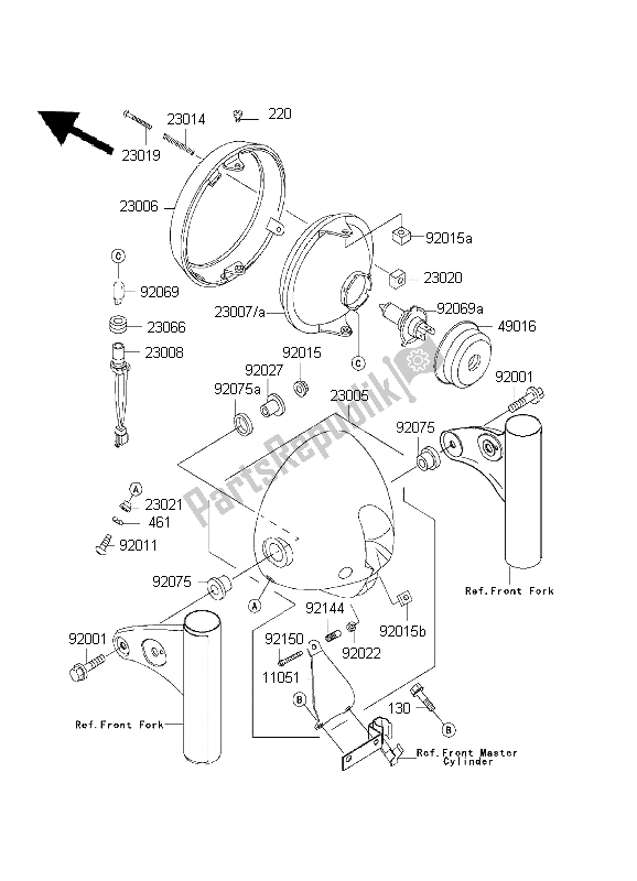 Tutte le parti per il Faro del Kawasaki W 650 1999