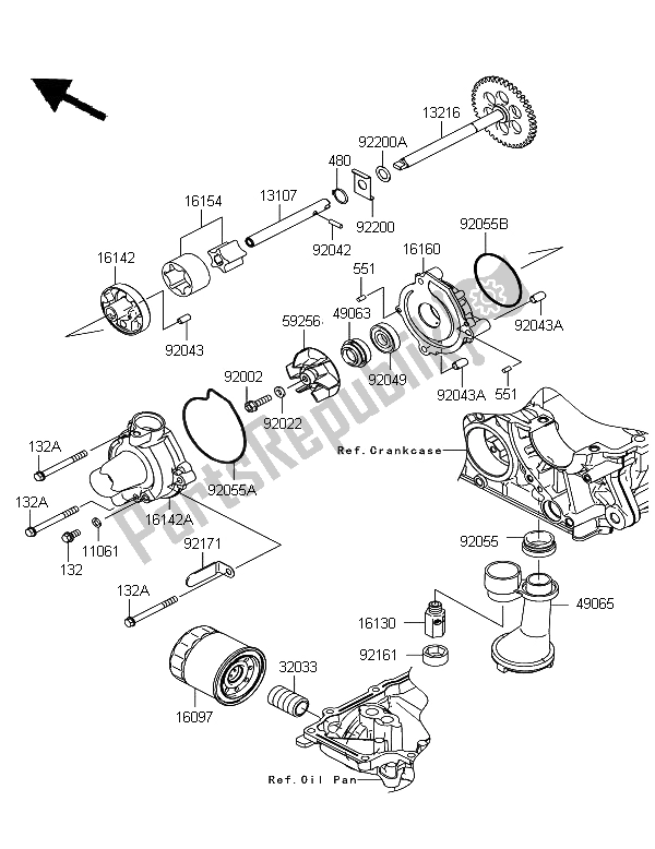 Todas las partes para Bomba De Aceite de Kawasaki Z 1000 SX ABS 2012