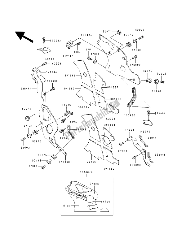 Toutes les pièces pour le Capot Abaisse du Kawasaki ZXR 400 1990