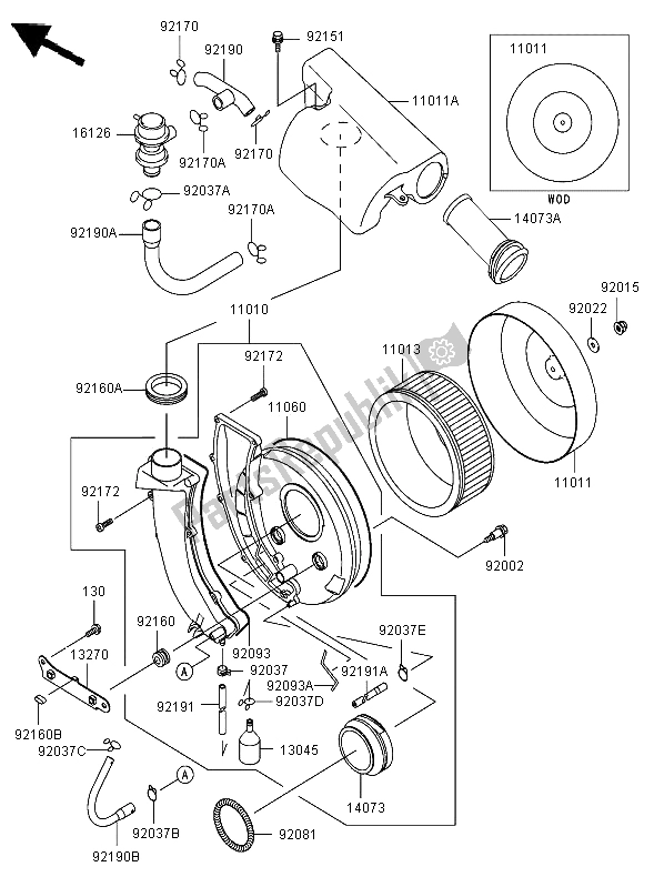 Toutes les pièces pour le Purificateur D'air du Kawasaki VN 800 Classic 2006