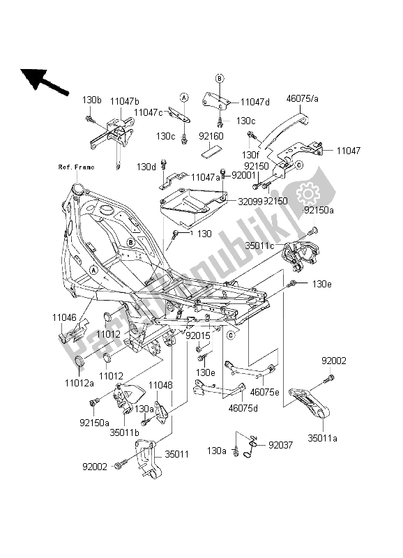 Tutte le parti per il Custodia Della Batteria del Kawasaki ZZ R 600 1999