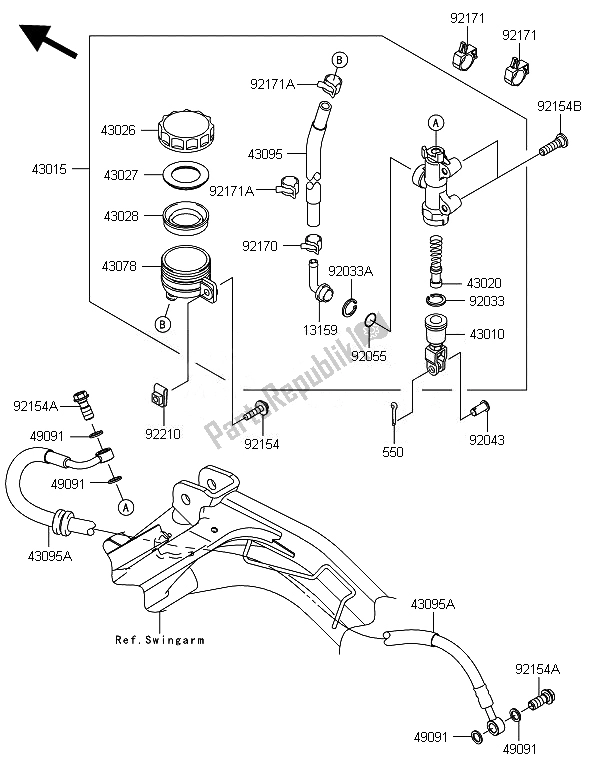 Toutes les pièces pour le Maître-cylindre Arrière du Kawasaki ER 6N 650 2014