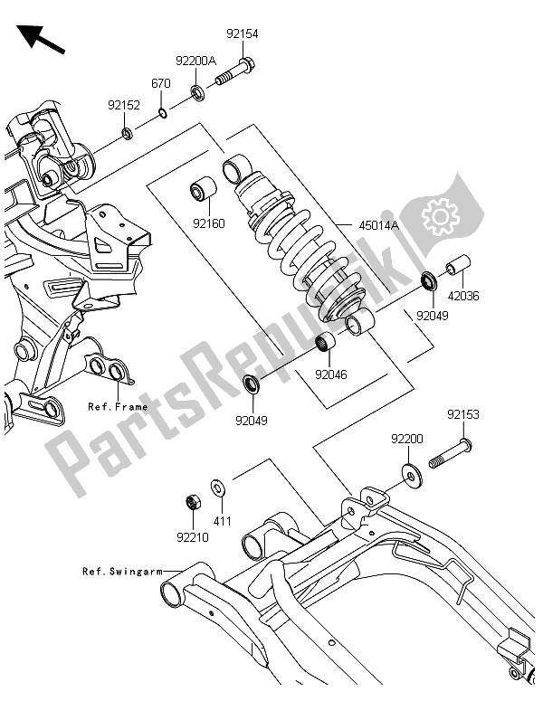 Todas las partes para Suspensión de Kawasaki ER 6F ABS 650 2014