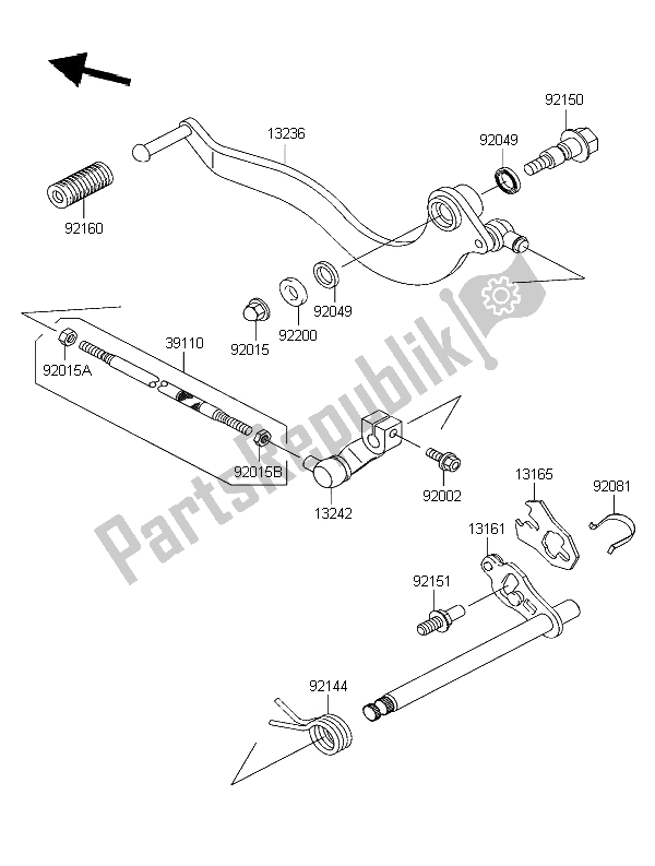 All parts for the Gear Change Mechanism of the Kawasaki Eliminator 125 2004