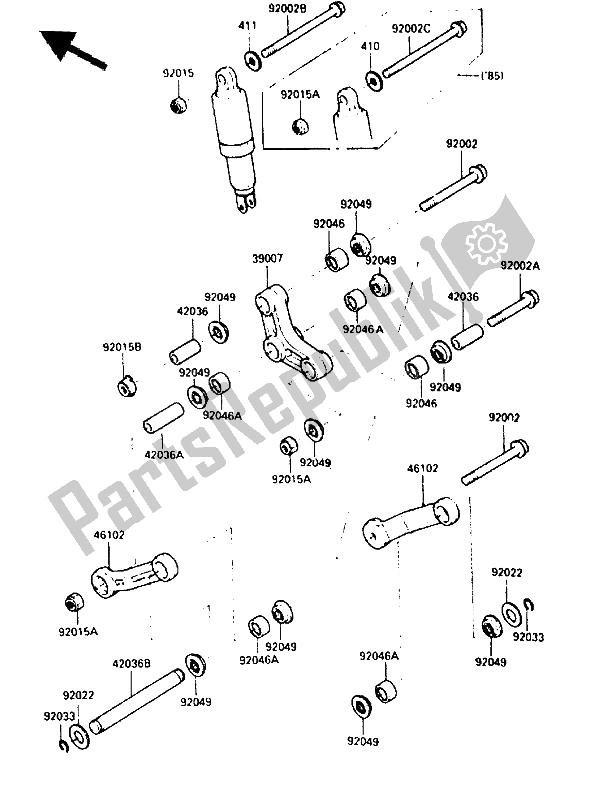 Tutte le parti per il Sospensione del Kawasaki GPZ 900R 1985