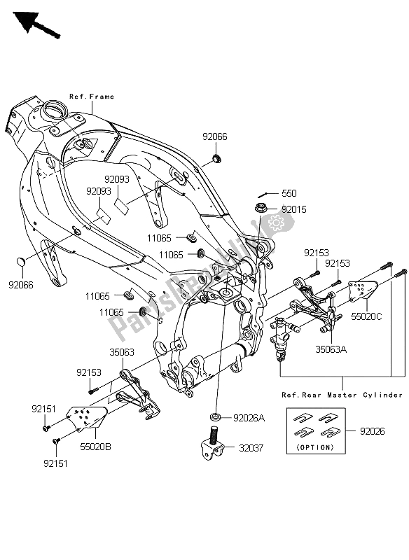 Tutte le parti per il Accessori Del Telaio (anteriore) del Kawasaki Ninja ZX 6R 600 2008