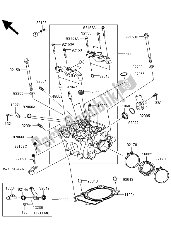 Todas as partes de Cabeça De Cilindro do Kawasaki KLX 450R 2012