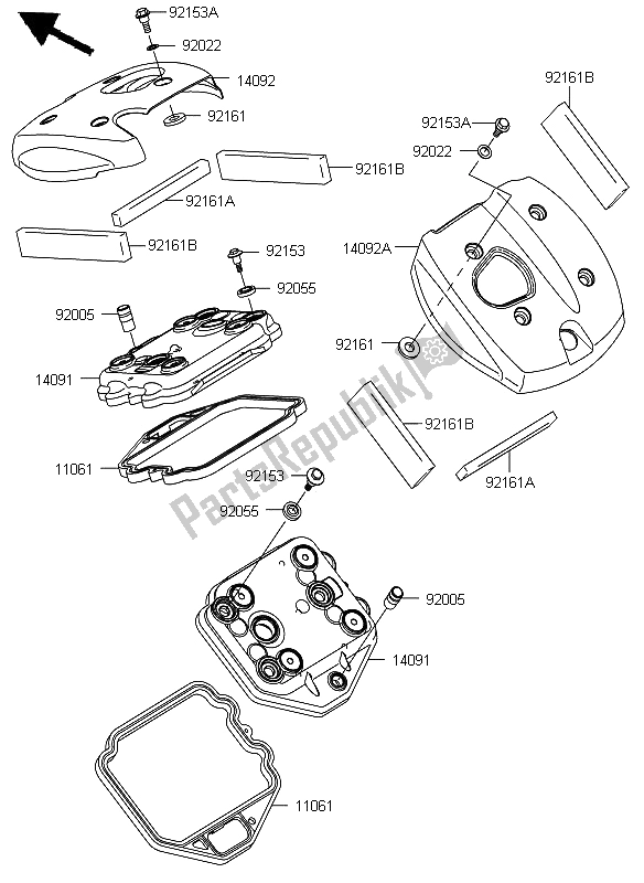 All parts for the Cylinder Head Cover of the Kawasaki VN 900 Custom 2012