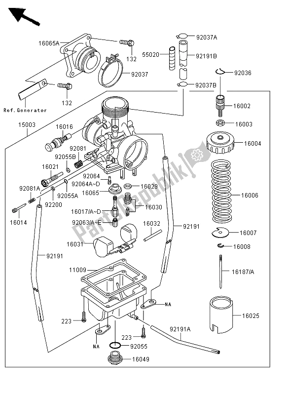 All parts for the Carburetor of the Kawasaki KX 65 2013