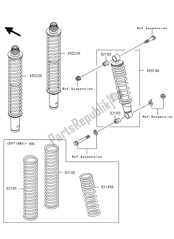 All parts for the Shock Absorber of the Kawasaki KVF 360 4X4 2006