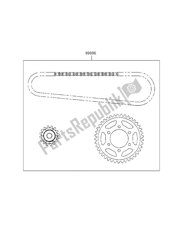 All parts for the Chain Kit of the Kawasaki Ninja ZX 6R 600 1998