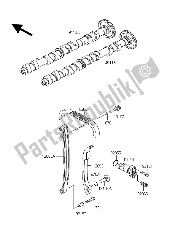 All parts for the Camshaft & Tensioner of the Kawasaki Z 750 2012