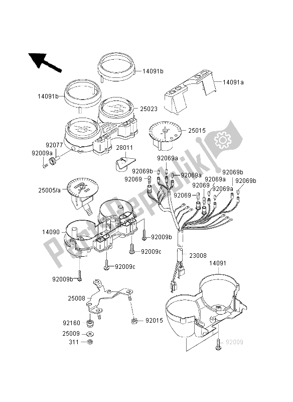 All parts for the Meter of the Kawasaki ZRX 1200R 2003