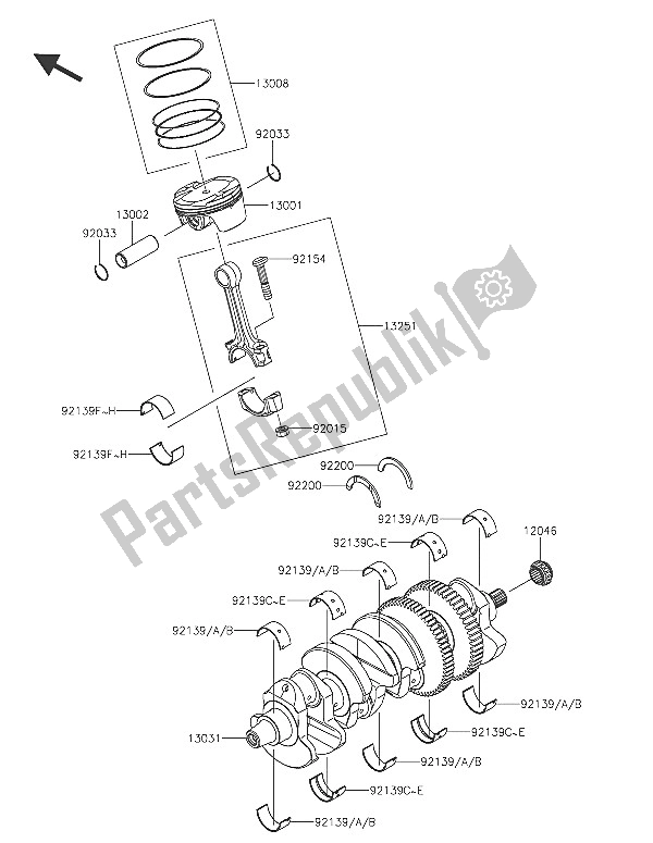 All parts for the Crankshaft & Piston(s) of the Kawasaki ZZR 1400 ABS 2016