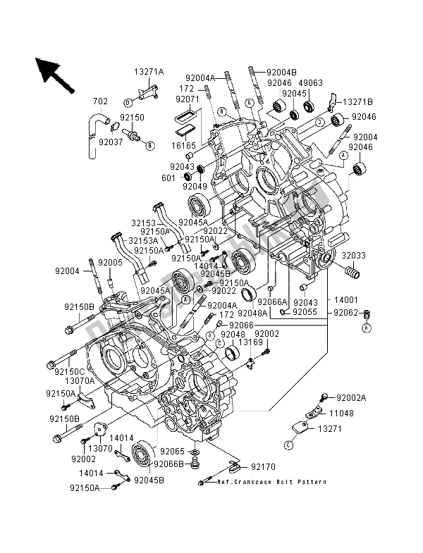 All parts for the Crankcase of the Kawasaki VN 1500 Classic Tourer FI 2000