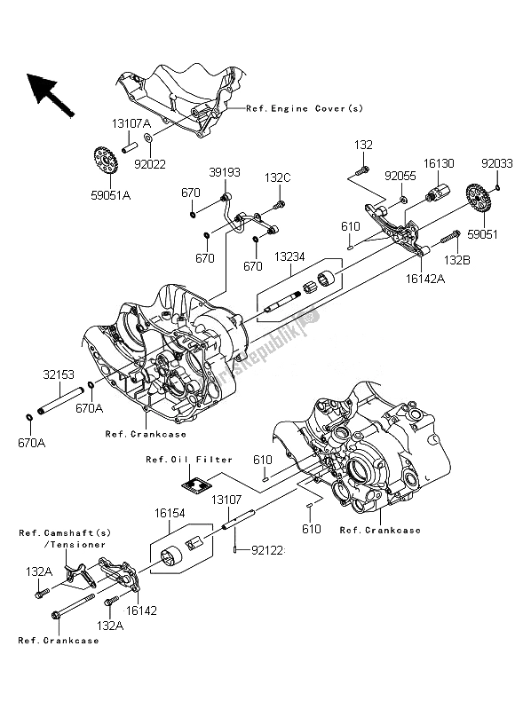 All parts for the Oil Pump of the Kawasaki KFX 450R 2010