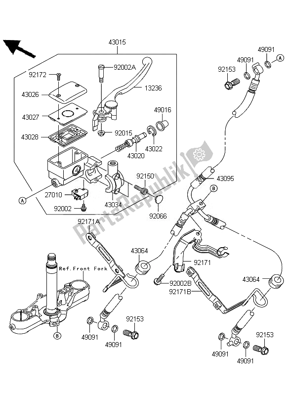 All parts for the Front Master Cylinder of the Kawasaki VN 2000 Classic 2010