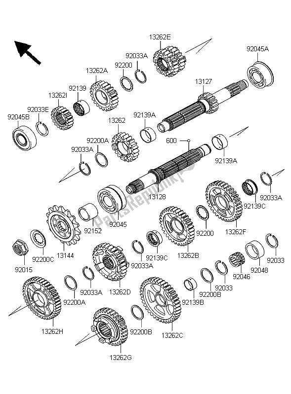 All parts for the Transmission of the Kawasaki Ninja ZX 10R 1000 2007