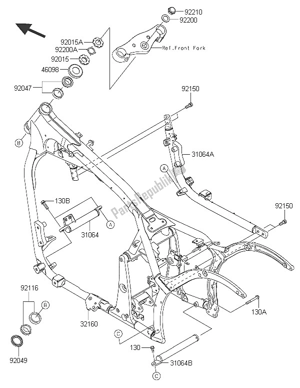 All parts for the Frame of the Kawasaki Vulcan 900 Custom 2016