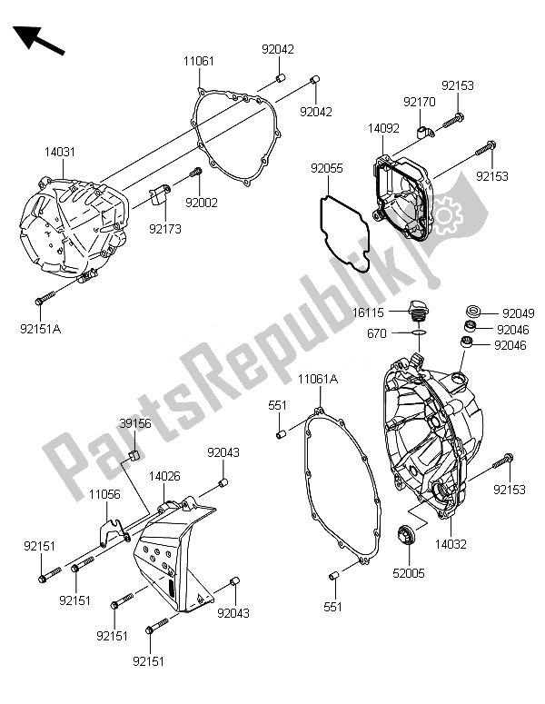 All parts for the Engine Cover(s) of the Kawasaki Z 800E Version 2014