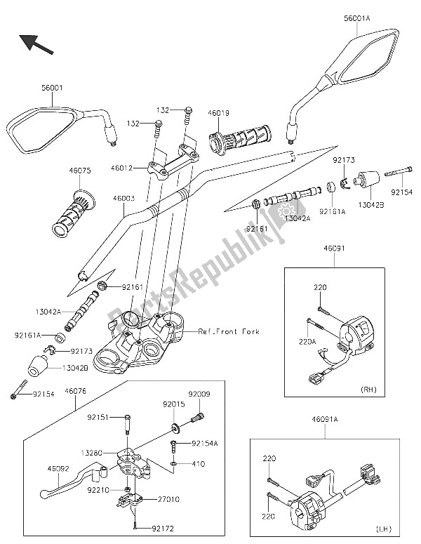 All parts for the Handlebar of the Kawasaki Z 250 SL 2016